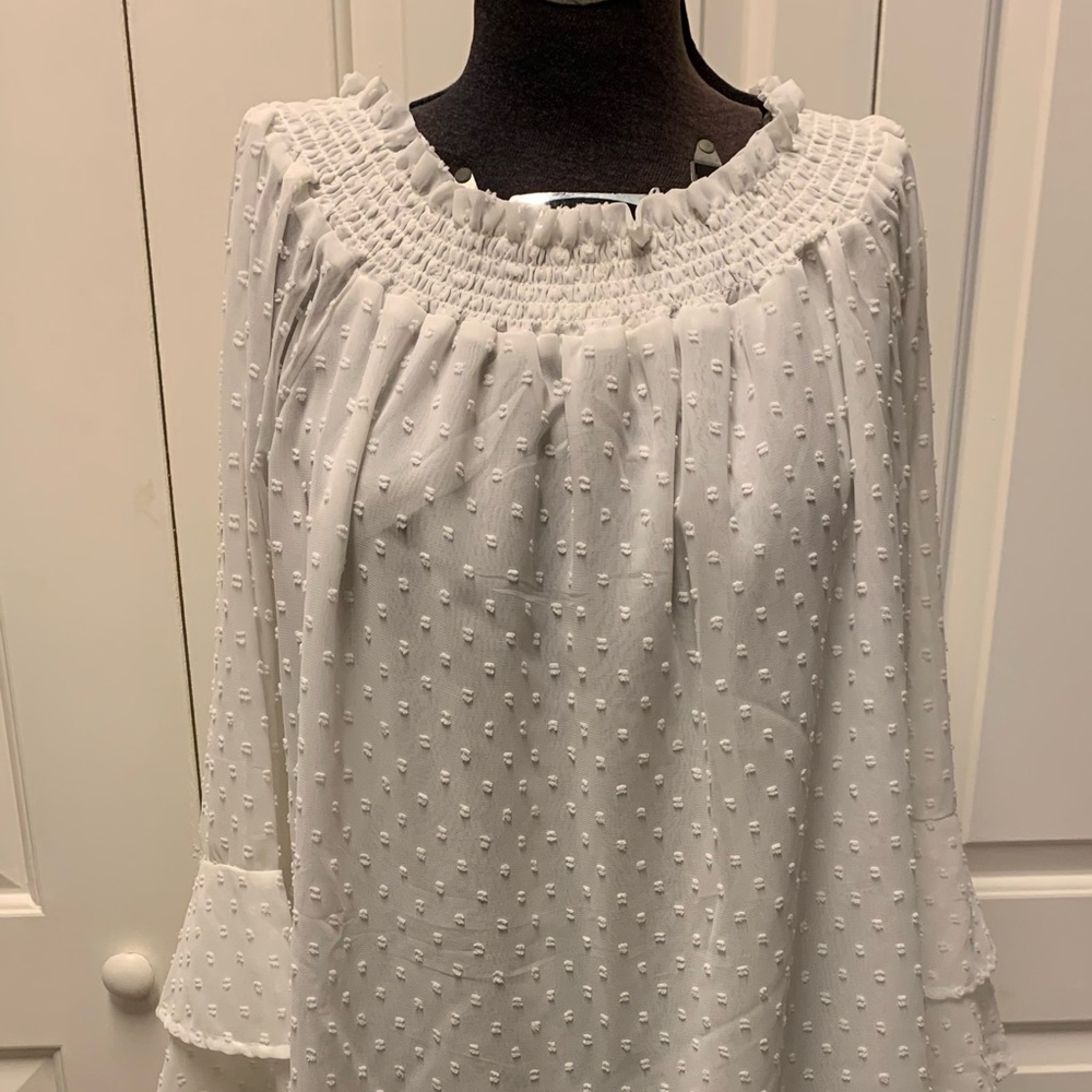 White Smocked Women's Top